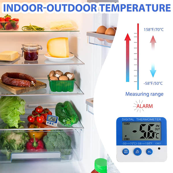 Pro Food Safety Thermometer - Dual-Zone Fridge/Freezer Alarm