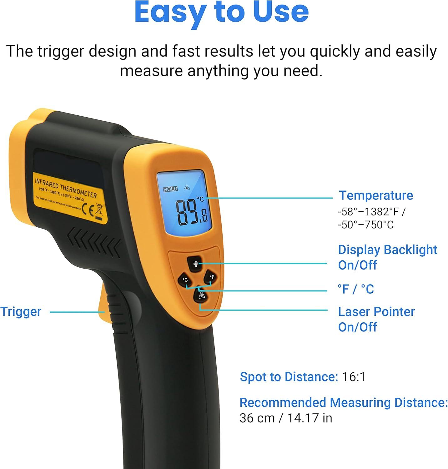 Dual-Laser IR Thermometer - Non-Contact -50°C~450°C