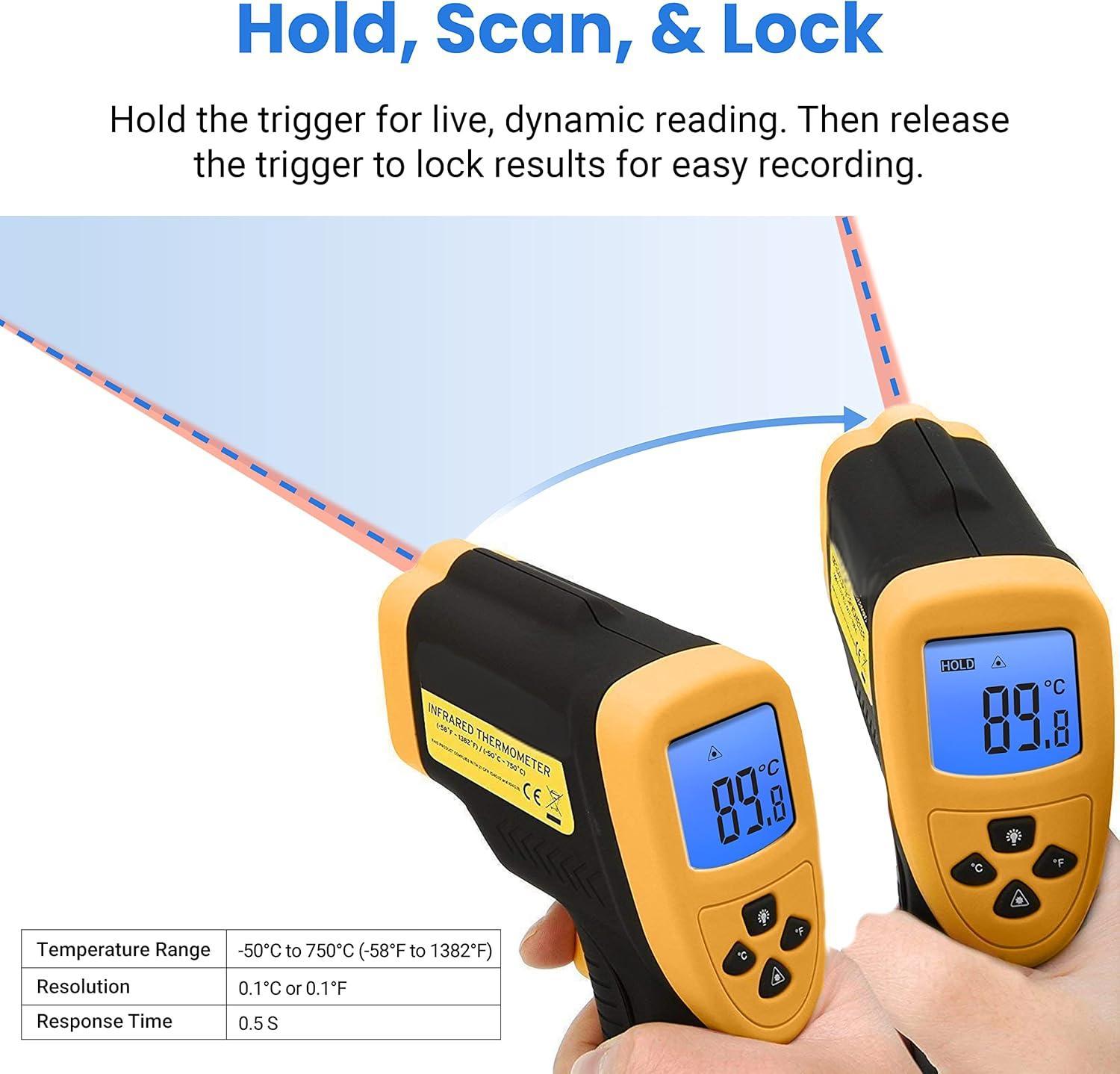 Dual-Laser IR Thermometer - Non-Contact -50°C~450°C